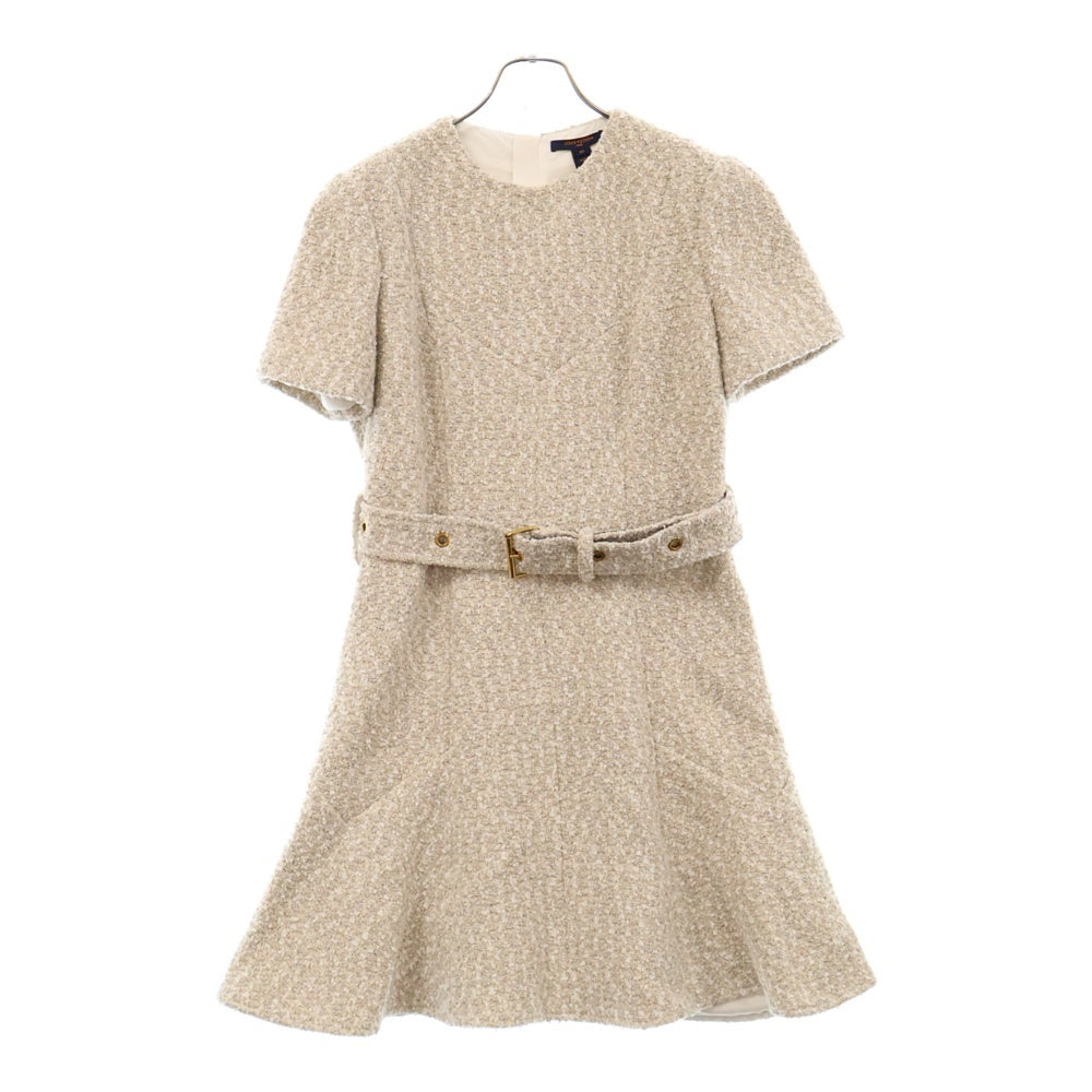 LOUIS VUITTON(ルイヴィトン) Belted Skater Tweed Dress ベルテッド スケーターツイードドレス ワンピース RW222W O80 FNDR66 ホワイト レディース