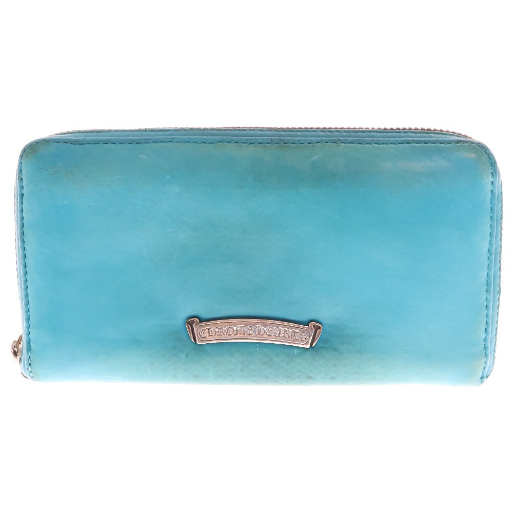 CHROME HEARTS(クロムハーツ) REC F ZIP #2 WALLET BS FLUER BSフレア レザーパッチ ラウンドジップ ウォレット 長財布 ブルー