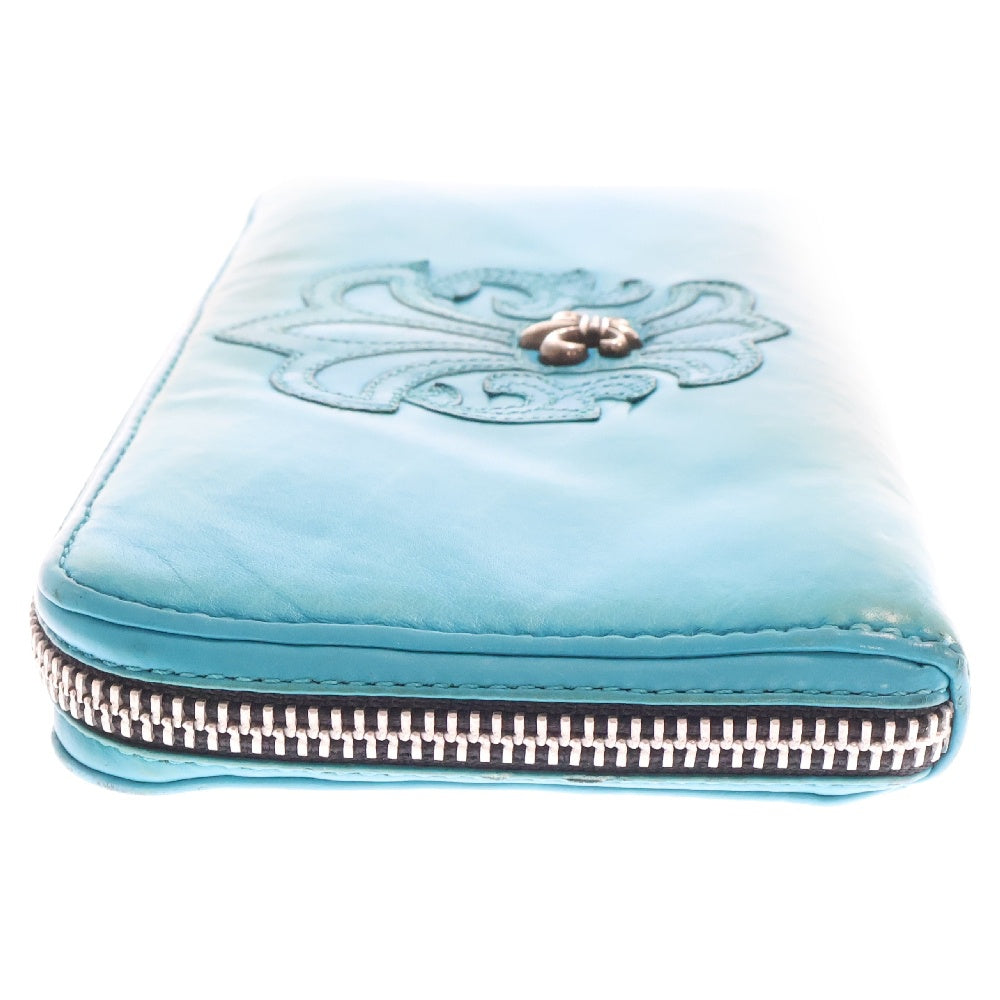CHROME HEARTS(クロムハーツ) REC F ZIP #2 WALLET BS FLUER BSフレア レザーパッチ ラウンドジップ ウォレット 長財布 ブルー