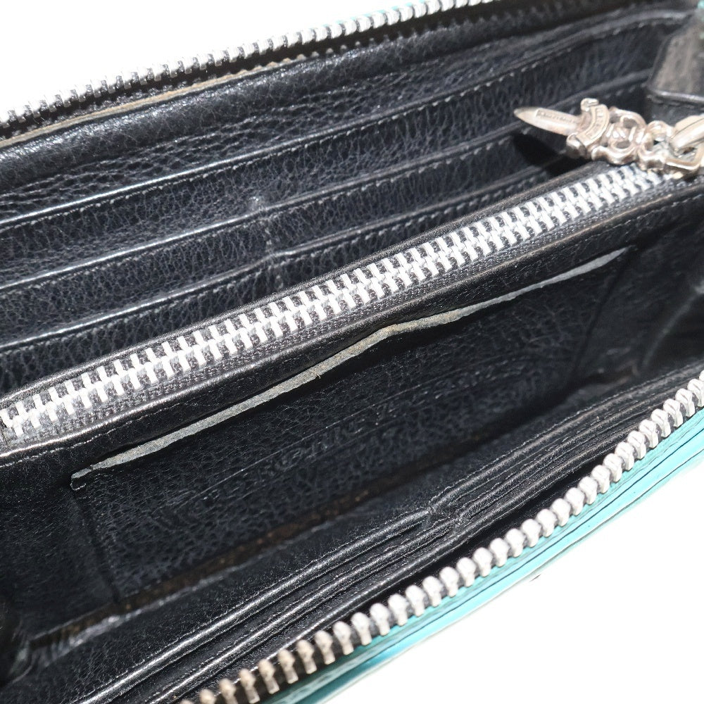 CHROME HEARTS(クロムハーツ) REC F ZIP #2 WALLET BS FLUER BSフレア レザーパッチ ラウンドジップ ウォレット 長財布 ブルー