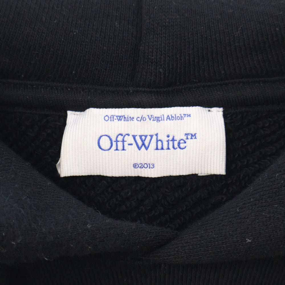 OFF-WHITE(オフホワイト) Logo Flocked Drawstring Hoodie ロゴ フロックドローストリングフーディ スウェットパーカー OMBB085F24FLE00M ブラック