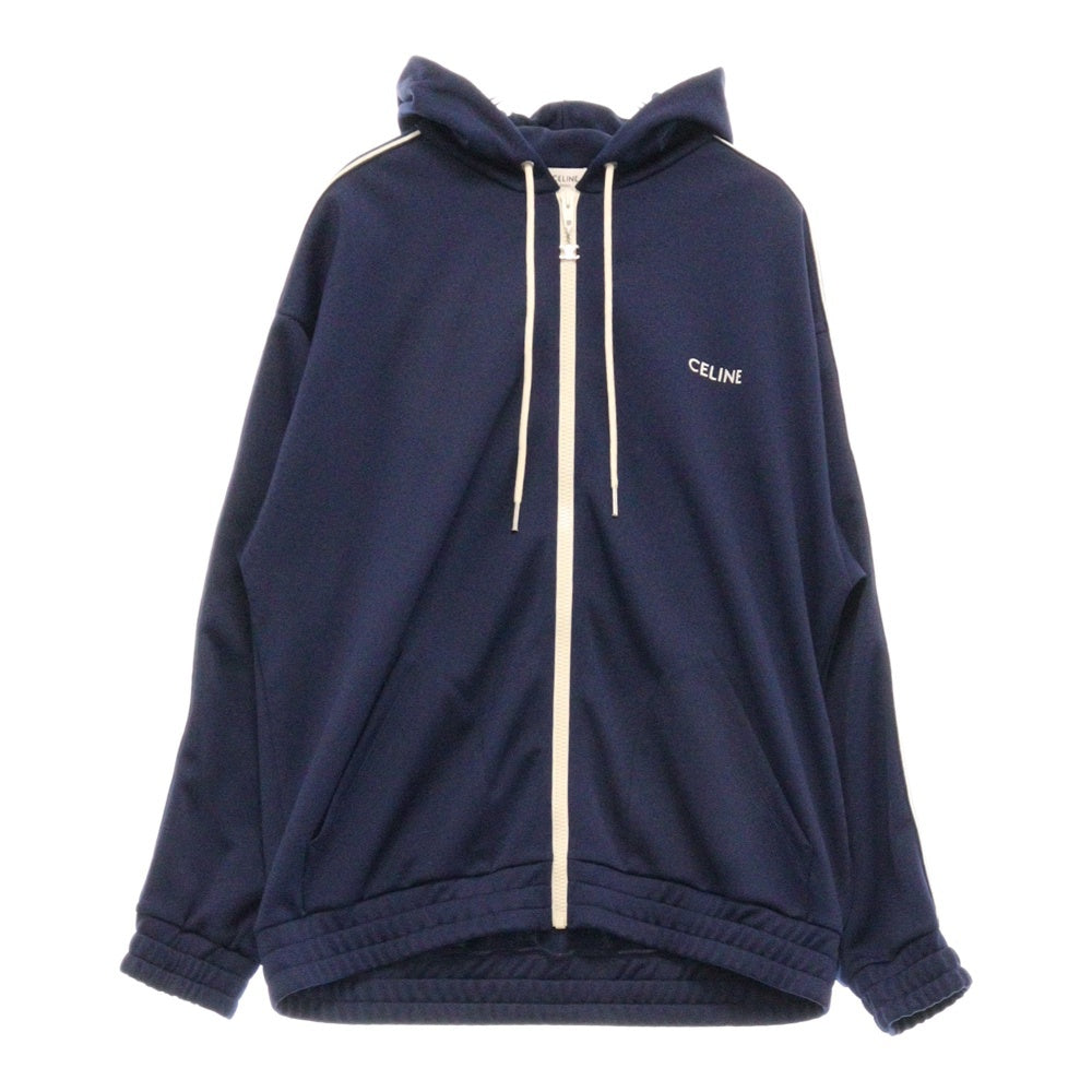 CELINE(セリーヌ) 23AW TRACKSUIT JACKET IN DOUBLE FACE JERSEY フード付きトラックスーツジャケット 2Y58B121O ネイビー