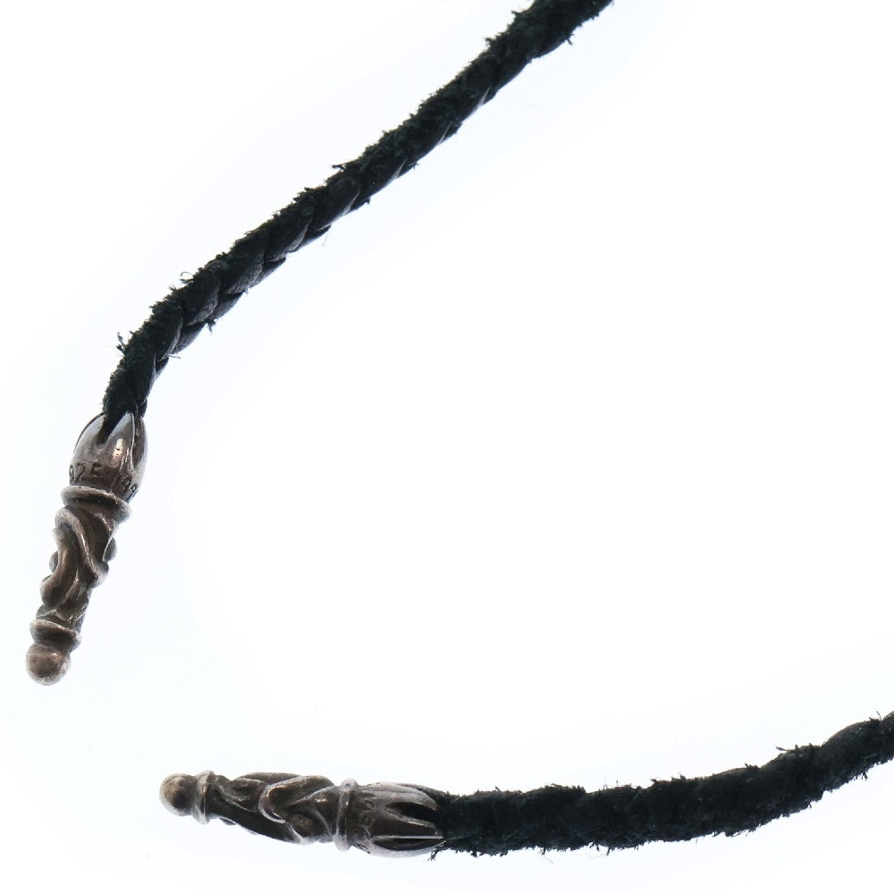 CHROME HEARTS(クロムハーツ) LEATHER BRAID SCROLL ネックレス レザーブレイドネックレス ブラック/シルバー BCA377