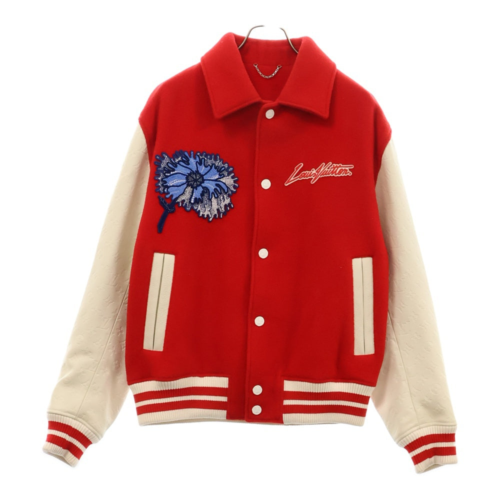 LOUIS VUITTON(ルイヴィトン) 23SS ×草間彌生 ウール レザー切替 スタジャン ジャケット ブルゾン レッド RM231H MJY HOL31E