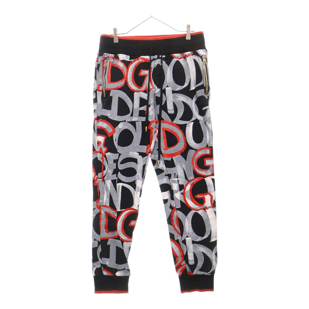 DOLCE & GABBANA(ドルチェアンドガッバーナ) グラフィックロゴ プリント スウェット ジョガーパンツ ブラック/レッド GY7PAT HH7DL