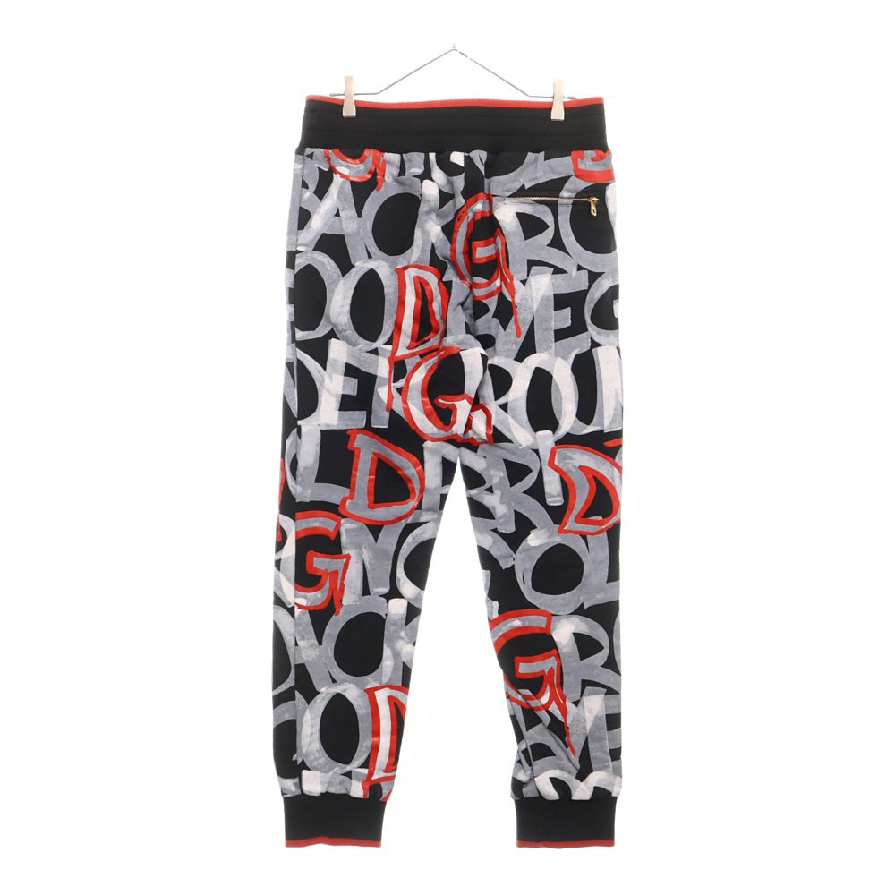 DOLCE & GABBANA(ドルチェアンドガッバーナ) グラフィックロゴ プリント スウェット ジョガーパンツ ブラック/レッド GY7PAT HH7DL