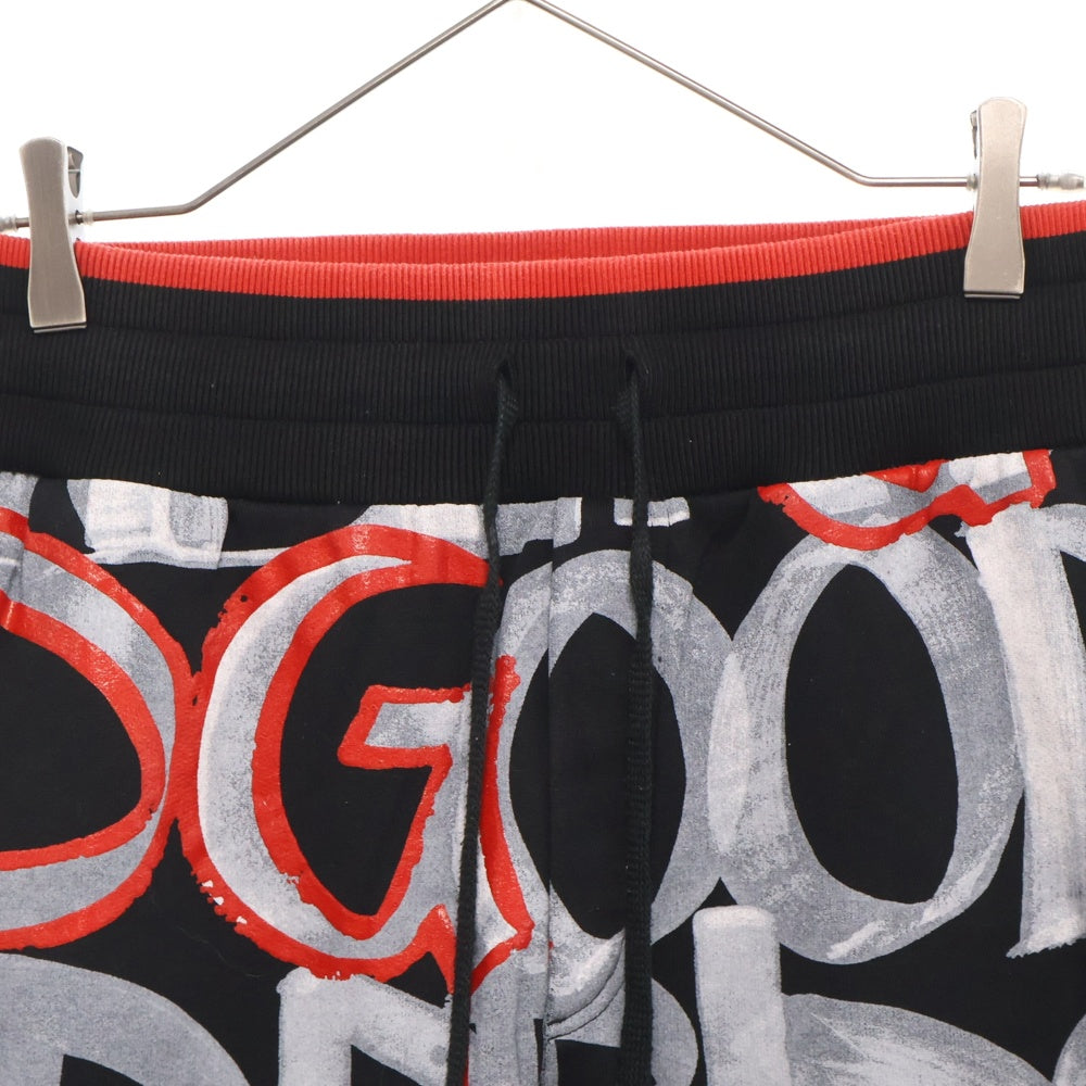 DOLCE & GABBANA(ドルチェアンドガッバーナ) グラフィックロゴ プリント スウェット ジョガーパンツ ブラック/レッド GY7PAT HH7DL