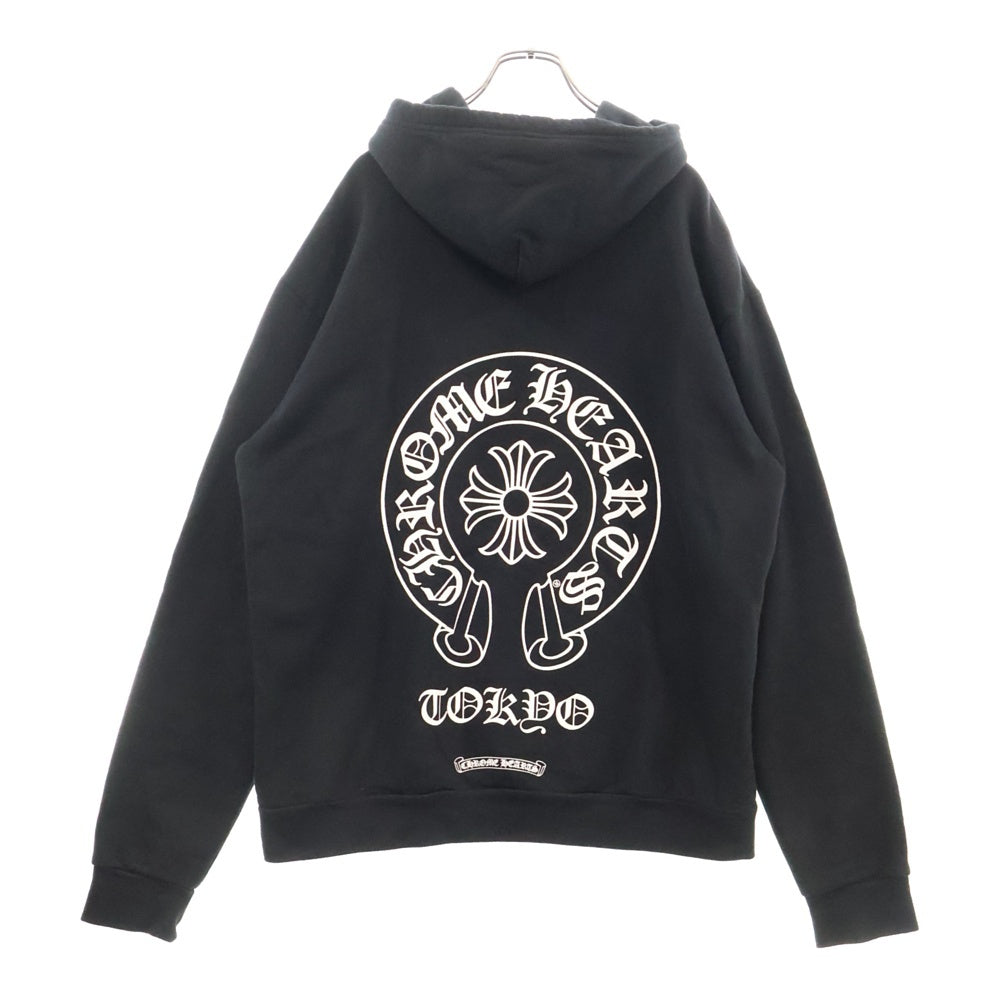 CHROME HEARTS(クロムハーツ) SWTSHRT PLVR 東京限定ホースシューバックプリント プルオーバーパーカー ブラック/ホワイト