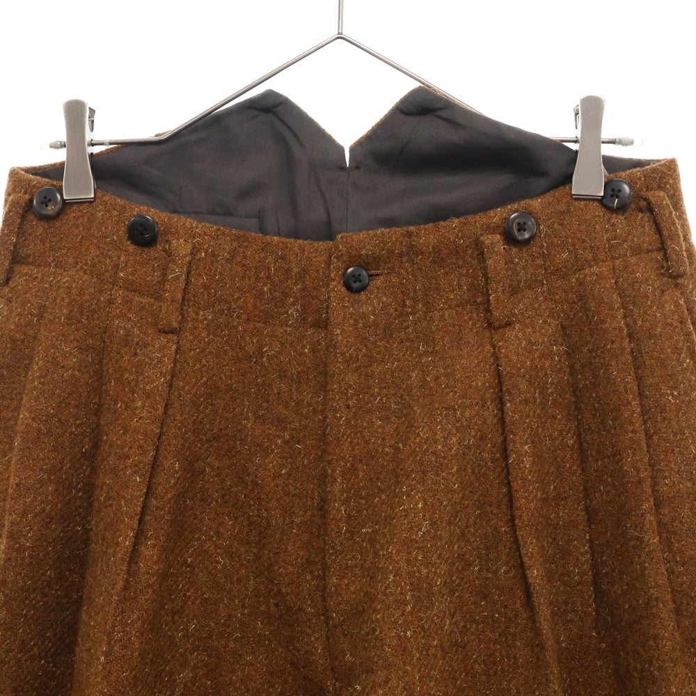 Yohji Yamamoto POUR HOMME(ヨウジヤマモト プールオム) 初期 丸文字タグ サスペンダーボタン付きウールワイドテーパードパンツ ブラウン