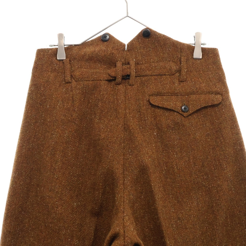 Yohji Yamamoto POUR HOMME(ヨウジヤマモト プールオム) 初期 丸文字タグ サスペンダーボタン付きウールワイドテーパードパンツ ブラウン