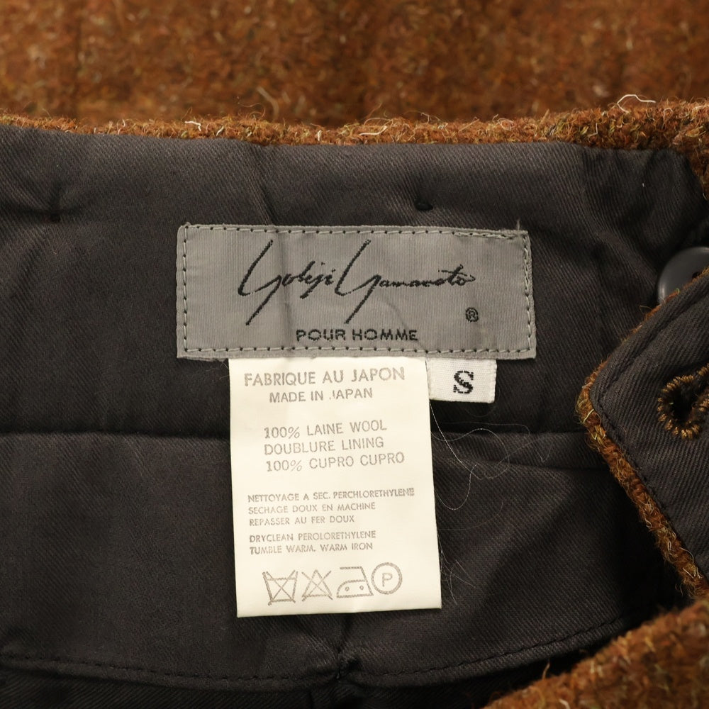 Yohji Yamamoto POUR HOMME(ヨウジヤマモト プールオム) 初期 丸文字タグ サスペンダーボタン付きウールワイドテーパードパンツ ブラウン