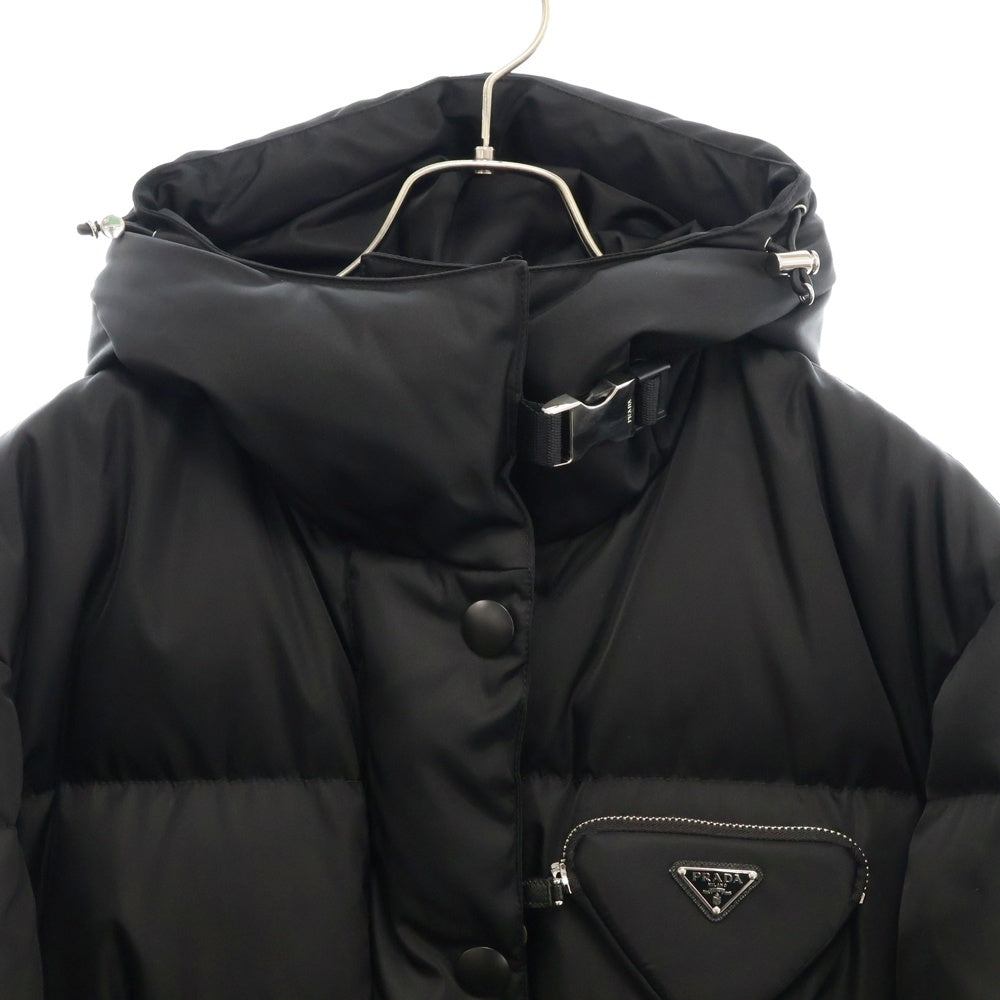PRADA(プラダ) Re-Nylon リナイロン フード付きトライアングルロゴダウンジャケット 29Y966 S212 1WQ8 ブラック レディース