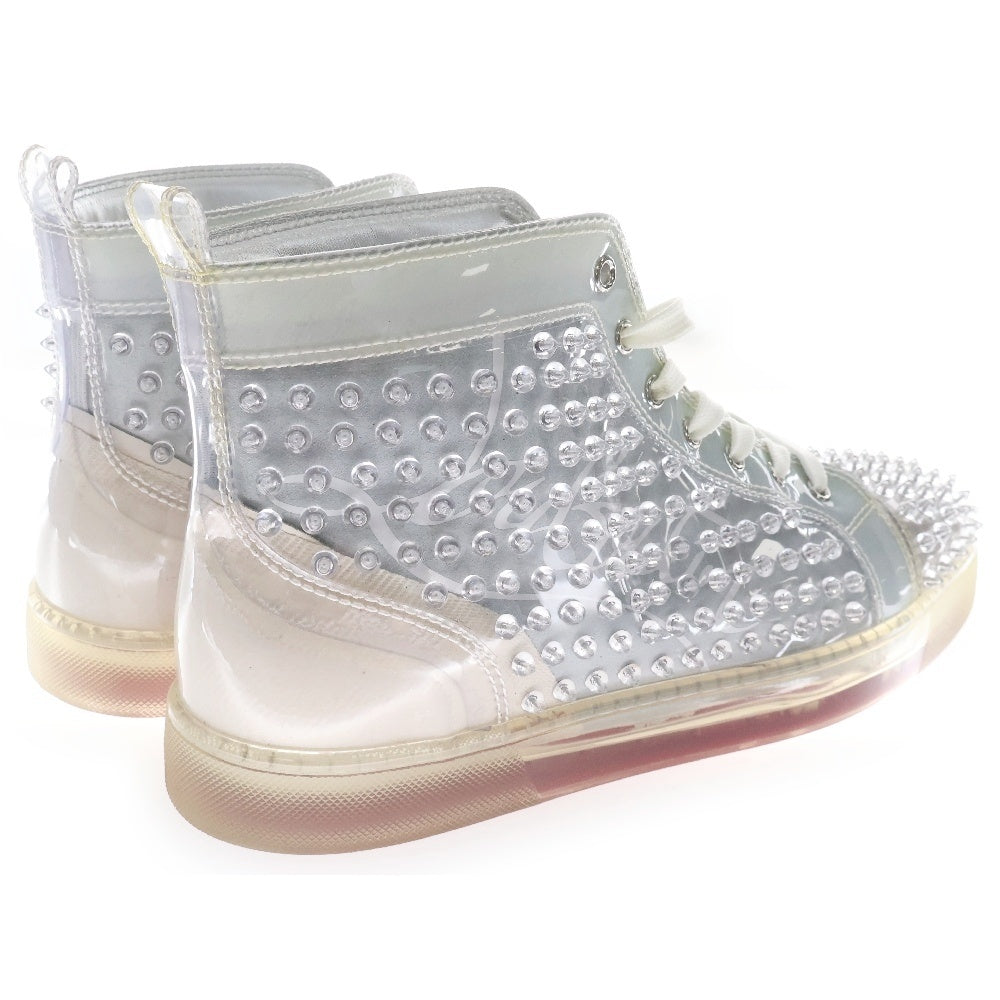 CHRISTIAN LOUBOUTIN(クリスチャンルブタン) LOUIS SPIKES FLAT スパイクスタッズ ハイカットスニーカー クリア/グレー