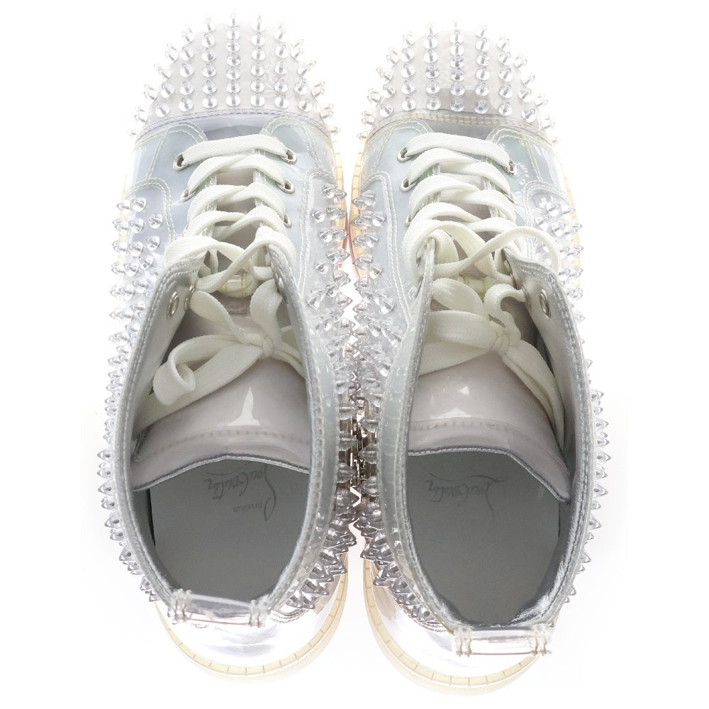 CHRISTIAN LOUBOUTIN(クリスチャンルブタン) LOUIS SPIKES FLAT スパイクスタッズ ハイカットスニーカー クリア/グレー