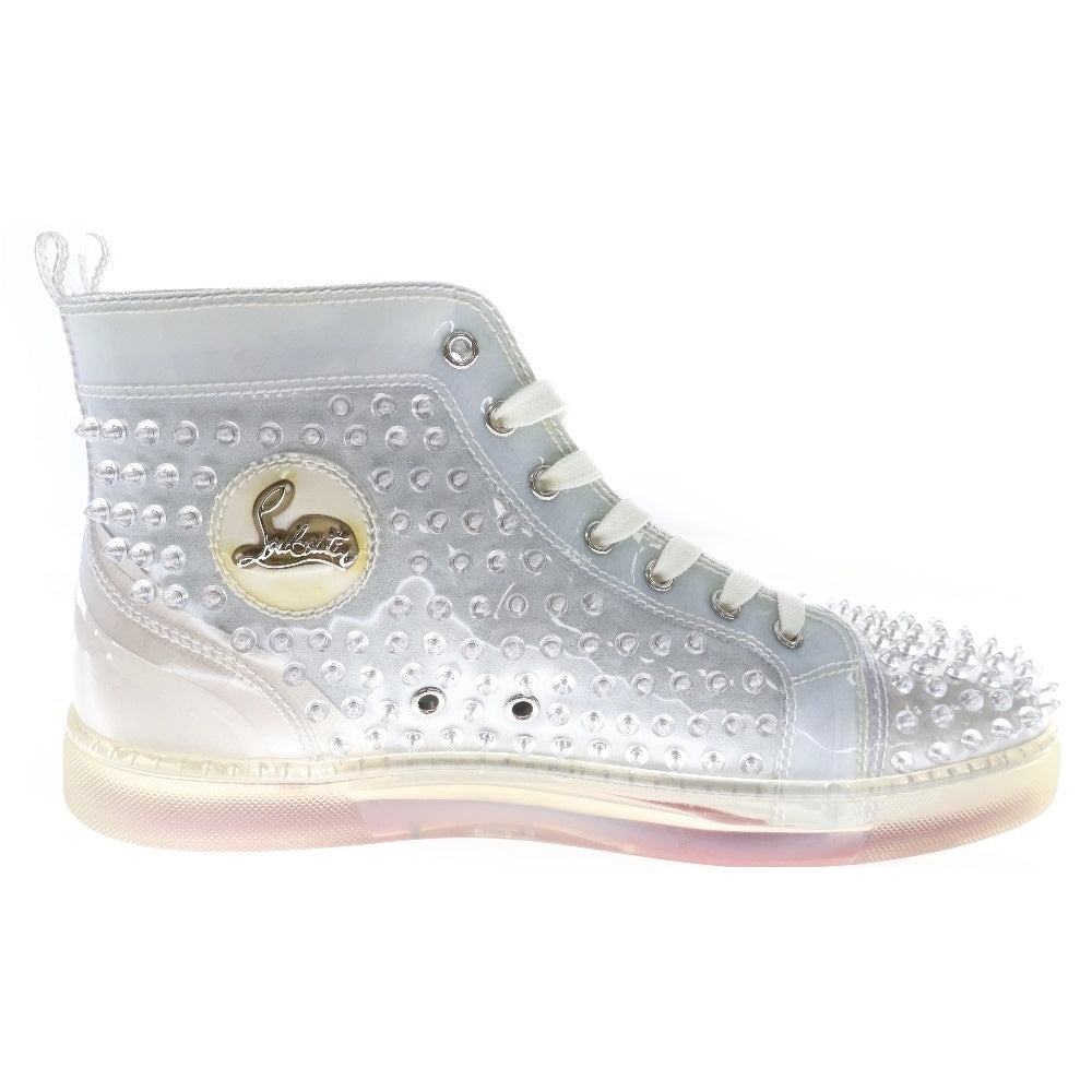 CHRISTIAN LOUBOUTIN(クリスチャンルブタン) LOUIS SPIKES FLAT スパイクスタッズ ハイカットスニーカー クリア/グレー