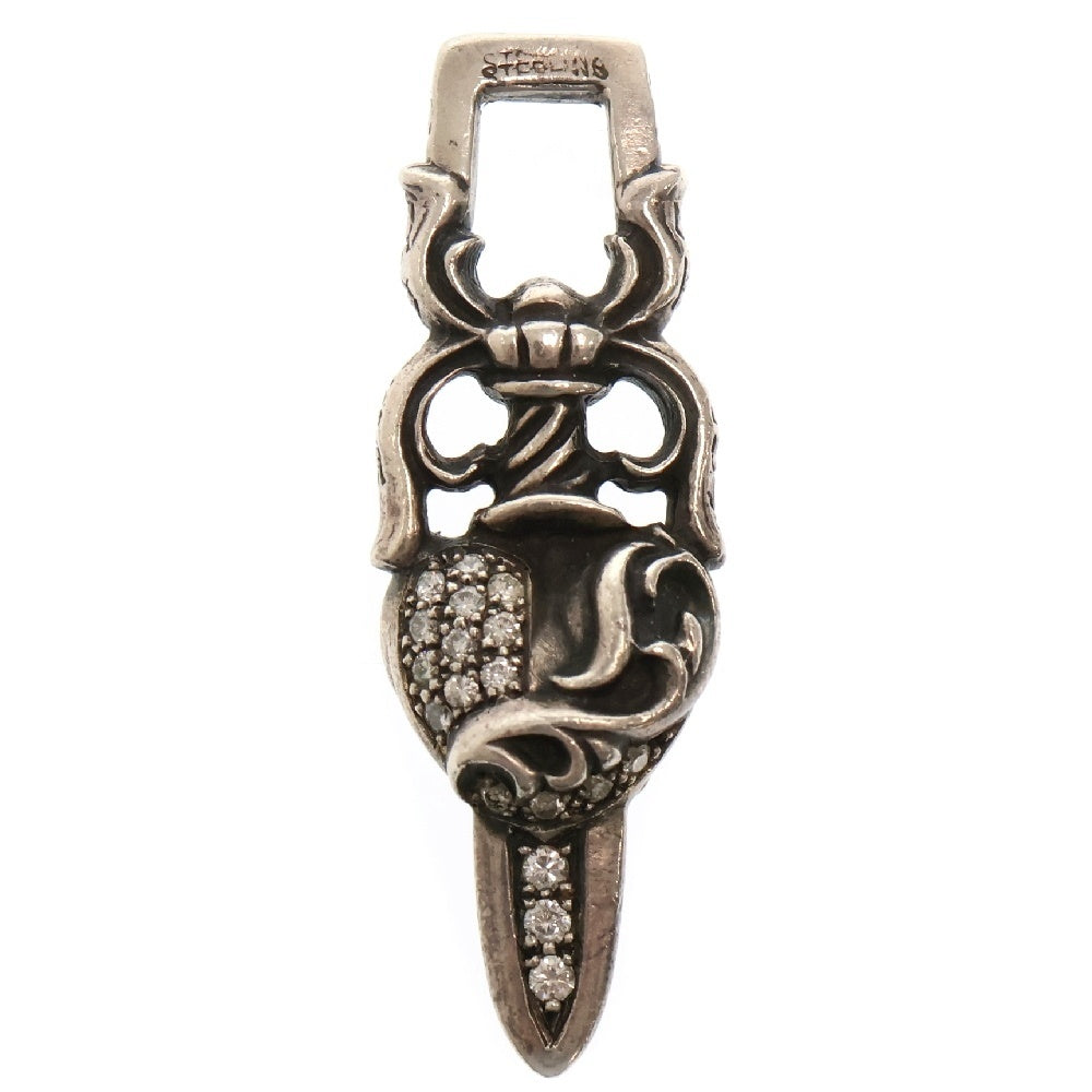 CHROME HEARTS(クロムハーツ) DAGGER HEART P DMND ダガーハート PAVEアフターダイヤ ペンダントトップ シルバー
