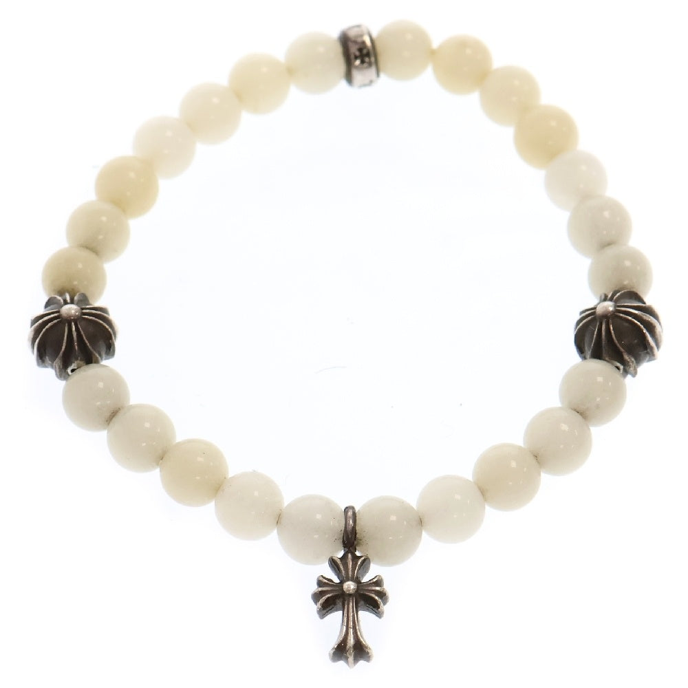 CHROME HEARTS(クロムハーツ) BEAD 6mm クロスボール ホワイトビーズ ブレスレット ホワイト/シルバー