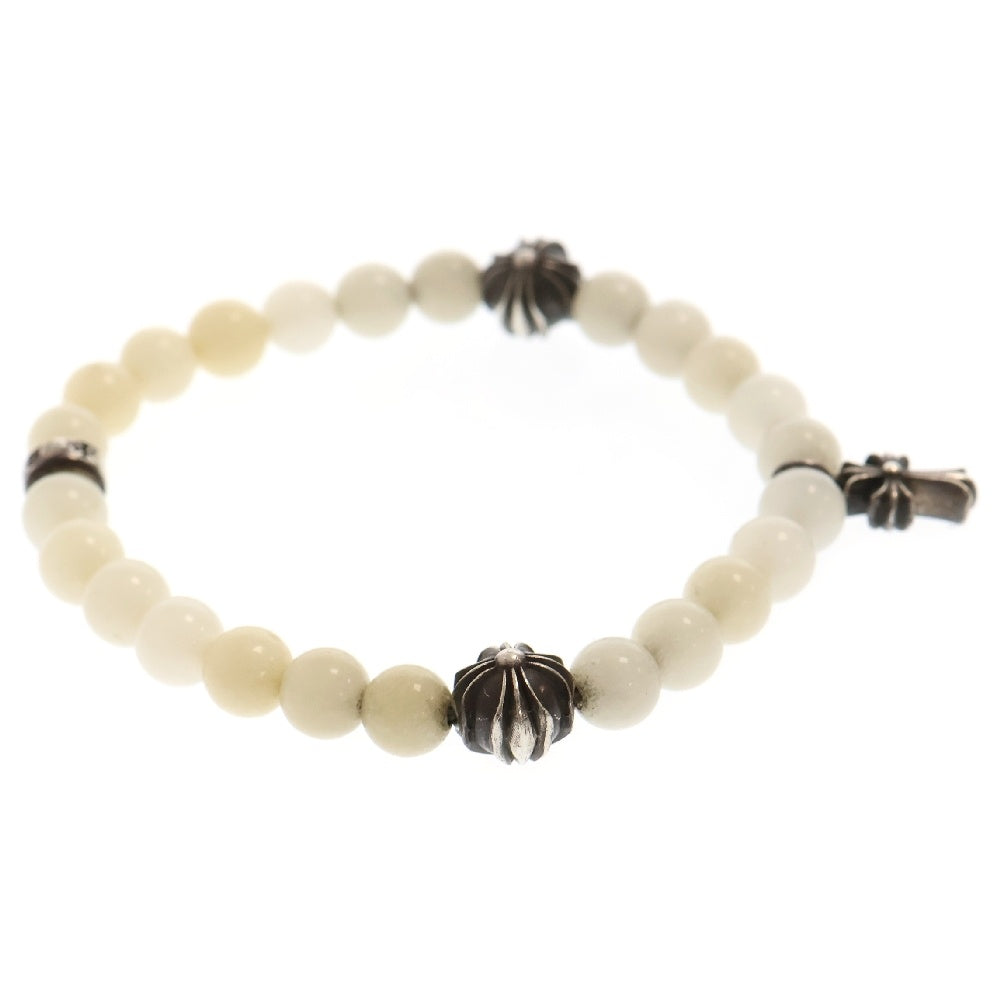 CHROME HEARTS(クロムハーツ) BEAD 6mm クロスボール ホワイトビーズ ブレスレット ホワイト/シルバー