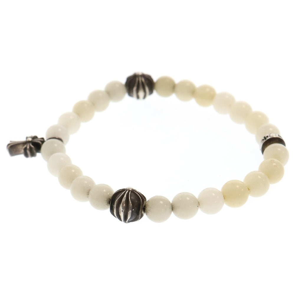 CHROME HEARTS(クロムハーツ) BEAD 6mm クロスボール ホワイトビーズ ブレスレット ホワイト/シルバー