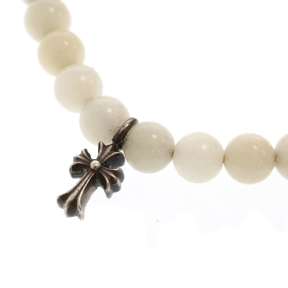 CHROME HEARTS(クロムハーツ) BEAD 6mm クロスボール ホワイトビーズ ブレスレット ホワイト/シルバー