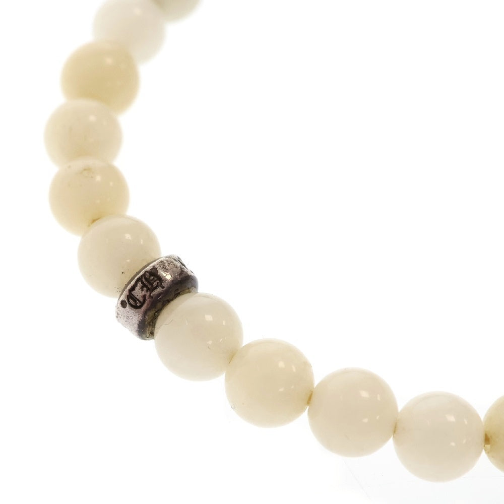 CHROME HEARTS(クロムハーツ) BEAD 6mm クロスボール ホワイトビーズ ブレスレット ホワイト/シルバー