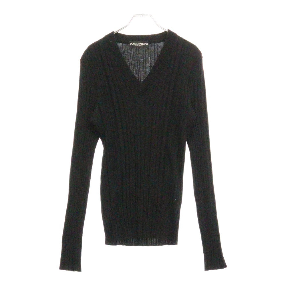 DOLCE & GABBANA(ドルチェアンドガッバーナ) Vネックハイゲージニットセーター GX443T JAVKY ブラック