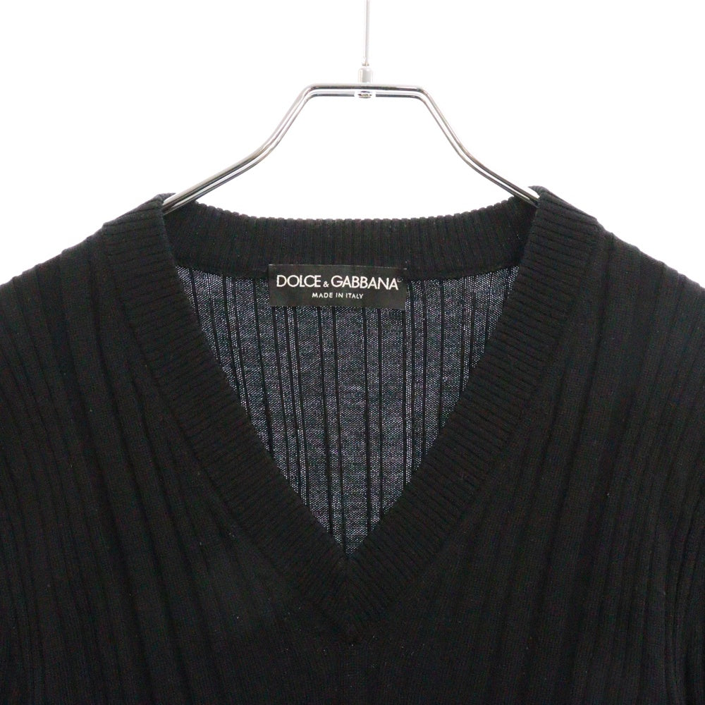 DOLCE & GABBANA(ドルチェアンドガッバーナ) Vネックハイゲージニットセーター GX443T JAVKY ブラック