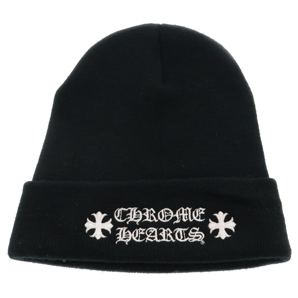 CHROME HEARTS(クロムハーツ) WOOL WATCH CAP ウールワッチキャップ ロゴ刺繍 アクリルビーニー ニットキャップ 帽子 ブラック