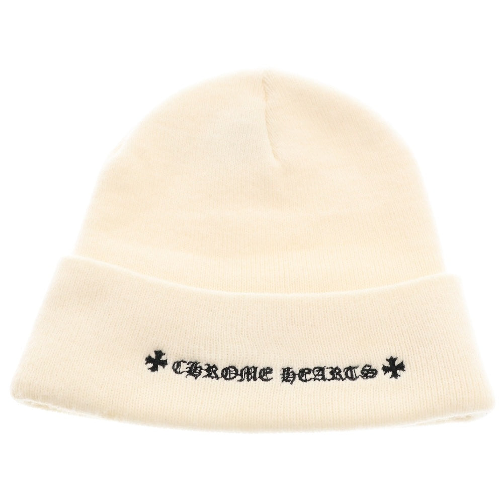 CHROME HEARTS(クロムハーツ) WOOL WATCH CAP ウールワッチキャップ CHプラス刺繍 アクリルビーニー ニットキャップ 帽子 ホワイト