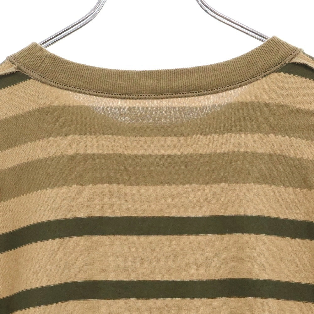WTAPS(ダブルタップス) 22SS JAM 01 LS COTTON 221ATDT-CSM30 ロゴ刺繍 ボーダー 長袖Tシャツ カットソー ベージュ/カーキ