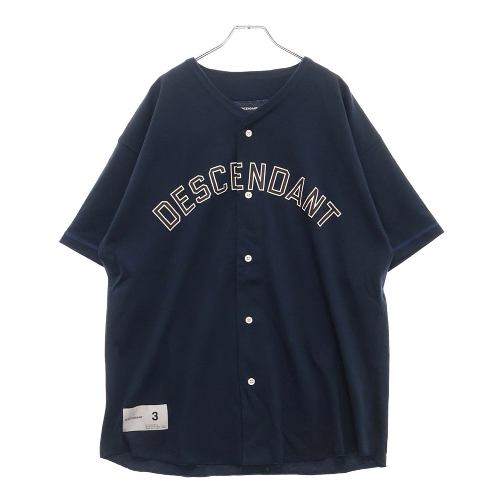 DESCENDANT(ディセンダント) アーチロゴ プリント 半袖 ベースボールシャツ ネイビー