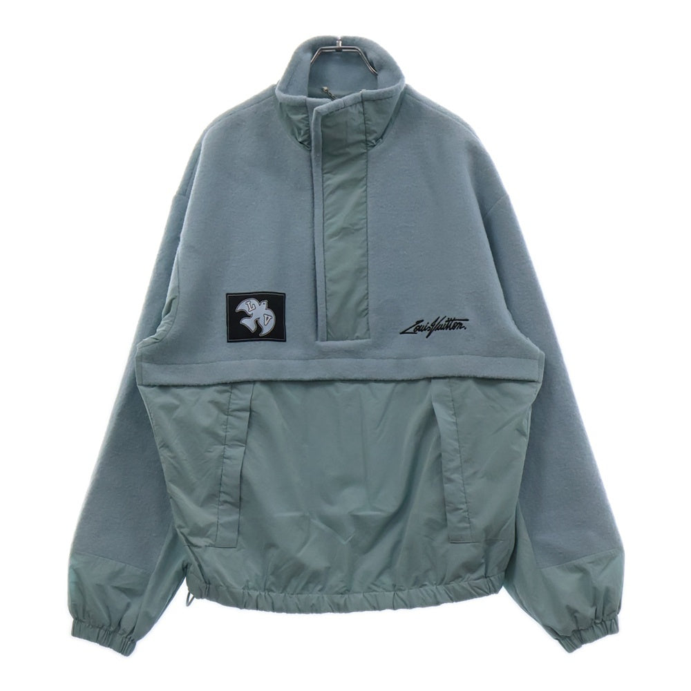 LOUIS VUITTON(ルイヴィトン) 23SS Mix Material Anorak Blouson RM2319 TL1 HOB09W ミックス マテリアルアノラックブルゾン ハーフジップナイロン切り替えジャケット ブルー