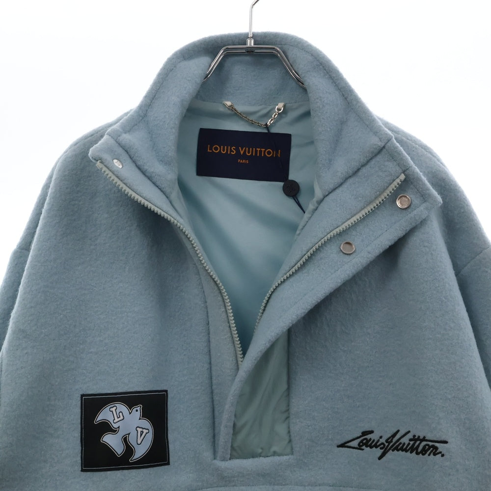 LOUIS VUITTON(ルイヴィトン) 23SS Mix Material Anorak Blouson RM2319 TL1 HOB09W ミックス マテリアルアノラックブルゾン ハーフジップナイロン切り替えジャケット ブルー