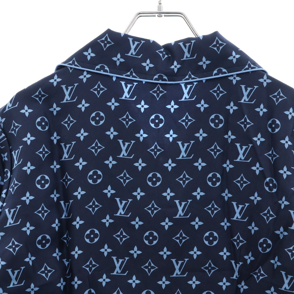 LOUIS VUITTON(ルイヴィトン) 22AW L/S Pajama Shirt W/Pocket モノグラム フロントポケット シルク長袖パジャマシャツ ネイビー/ブルー レディース RW222W PR0 FNBL50