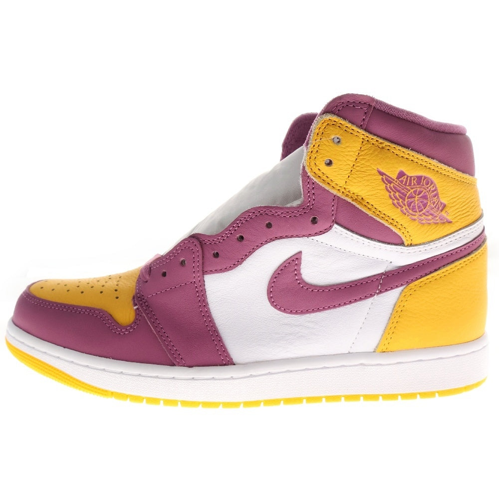 NIKE(ナイキ) AIR JORDAN1 RETRO HIGH OG BROTHERHOOD 555088-706 エアジョーダン 1 レトロ ブラザーフッド ハイカットスニーカー イエロー/パープル US10.5/28.5cm