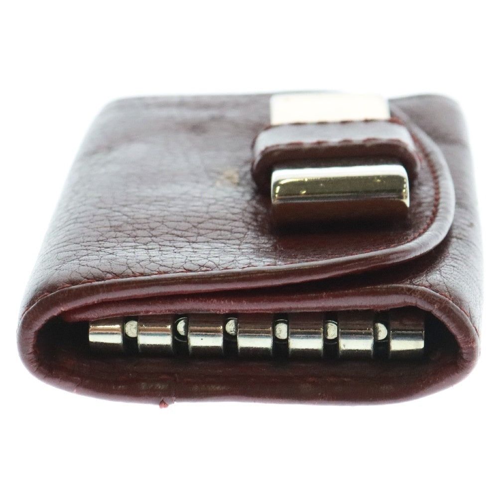 Chloe(クロエ) リボン シルバー金具 レザー キーケース レッド レディース