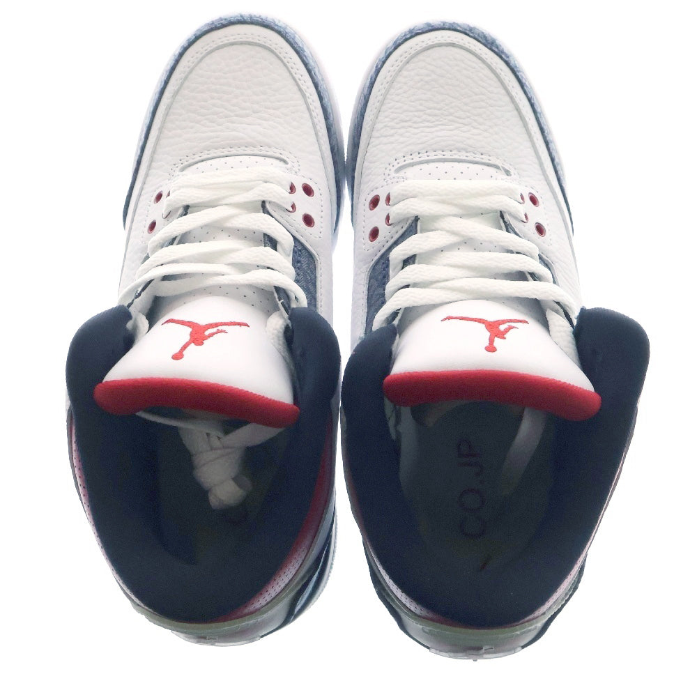 NIKE(ナイキ) AIR JORDAN 3 RETRO SE-T GS Fire Red Denim DB4169-100 エアジョーダン 3 レトロ ファイヤーレッド デニム ハイカットスニーカー ホワイト US6Y/24.0cm