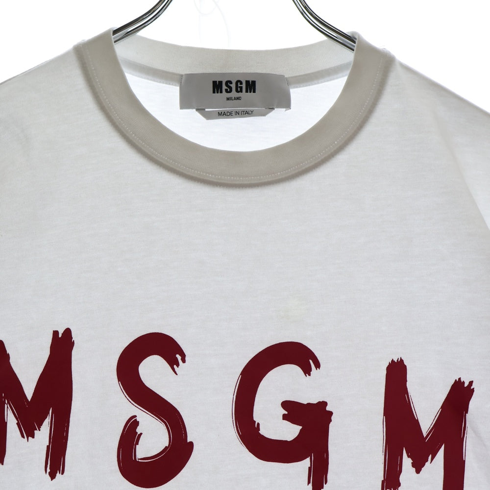 MSGM(エムエスジーエム) ブラッシュロゴ 半袖Tシャツ 3241MDM510 ホワイト