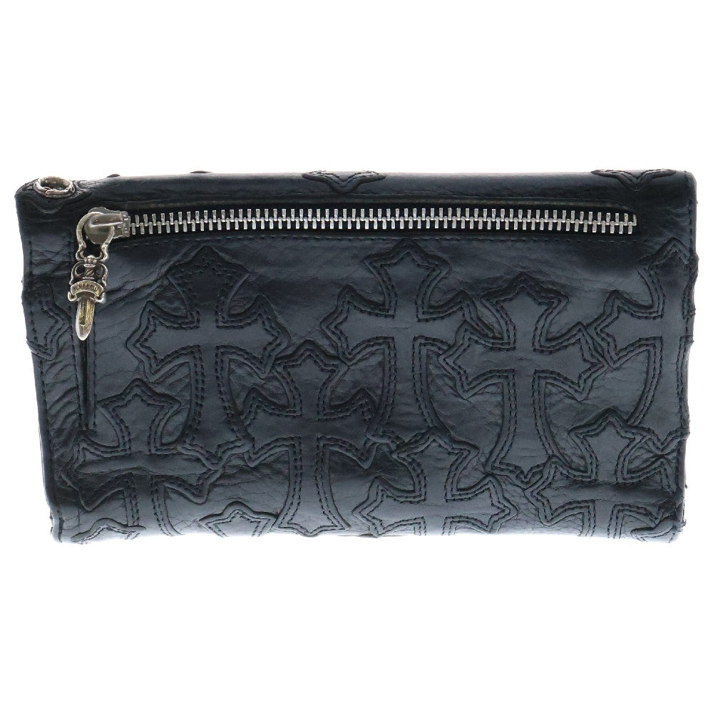 CHROME HEARTS(クロムハーツ) CROSS PATCH WAVE WALLET クロスパッチウェーブウォレット 長財布 ブラック