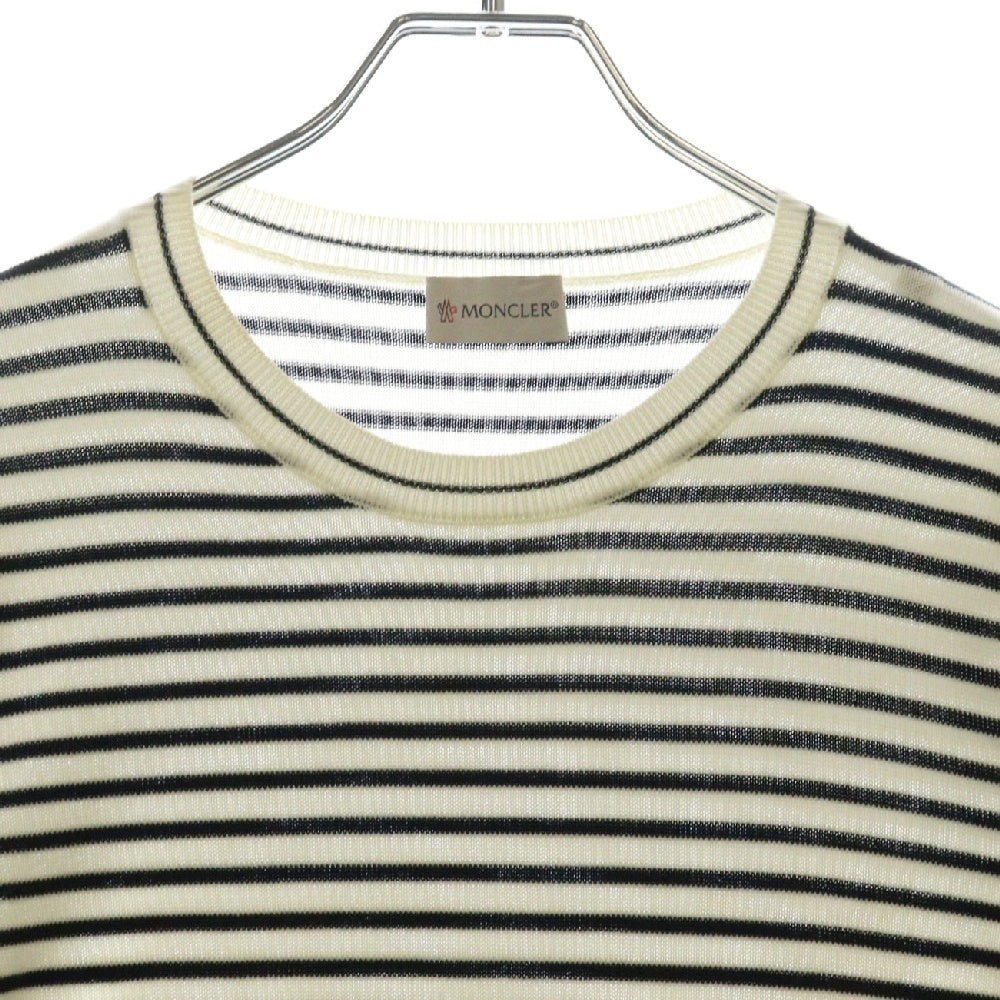 MONCLER(モンクレール) GIROCOLLO TRICOT H10939C00010 M1594 ボーダーニットセーター ホワイト/ブラック