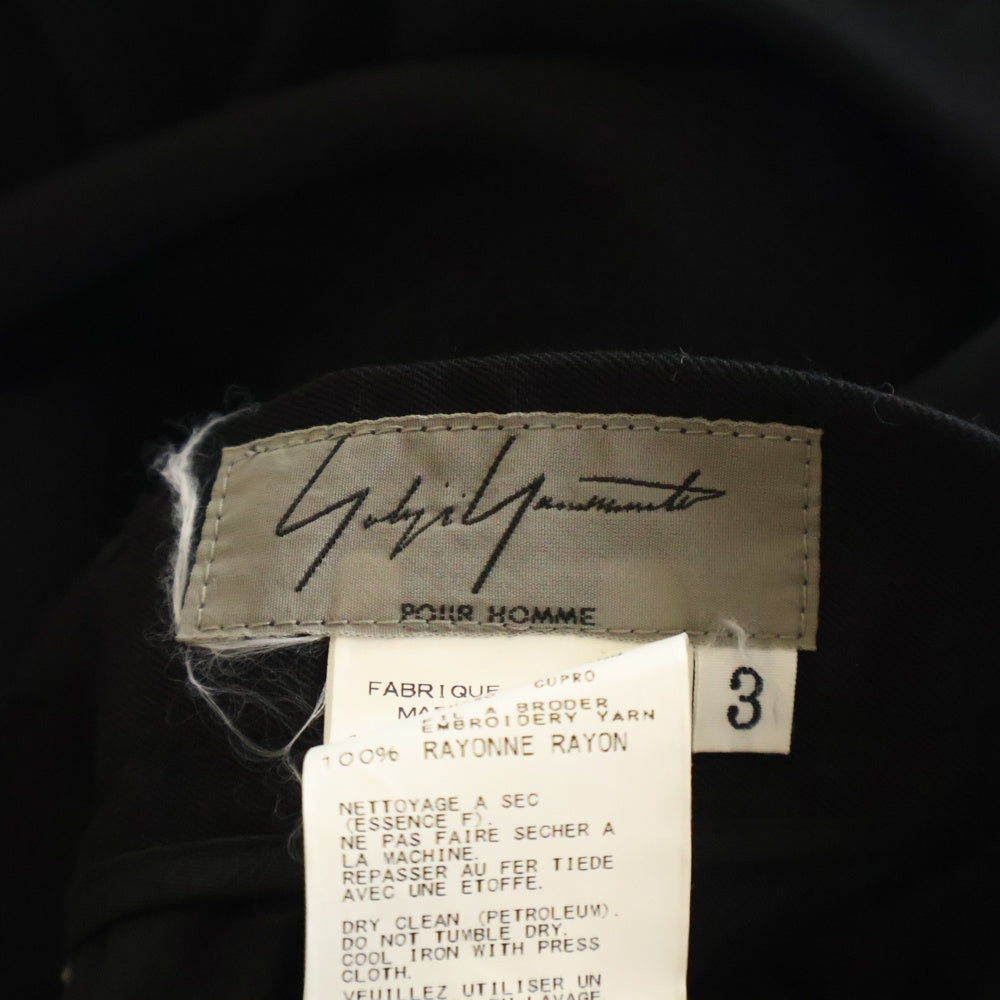 Yohji Yamamoto POUR HOMME(ヨウジヤマモト プールオム) 16AW 宮沢りえ 刺? サイドベルト スラックスパンツ ブラック HR-P35-134