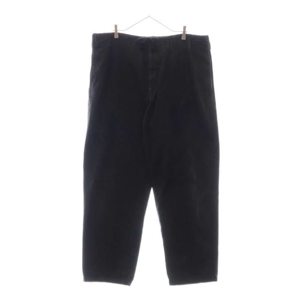 Yohji Yamamoto POUR HOMME(ヨウジヤマモト プールオム) 17SS リペア加工 テーパード ワイドデニムヒモパンツ ブラック HD-P10-033
