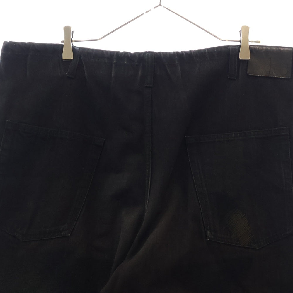 Yohji Yamamoto POUR HOMME(ヨウジヤマモト プールオム) 17SS リペア加工 テーパード ワイドデニムヒモパンツ ブラック HD-P10-033