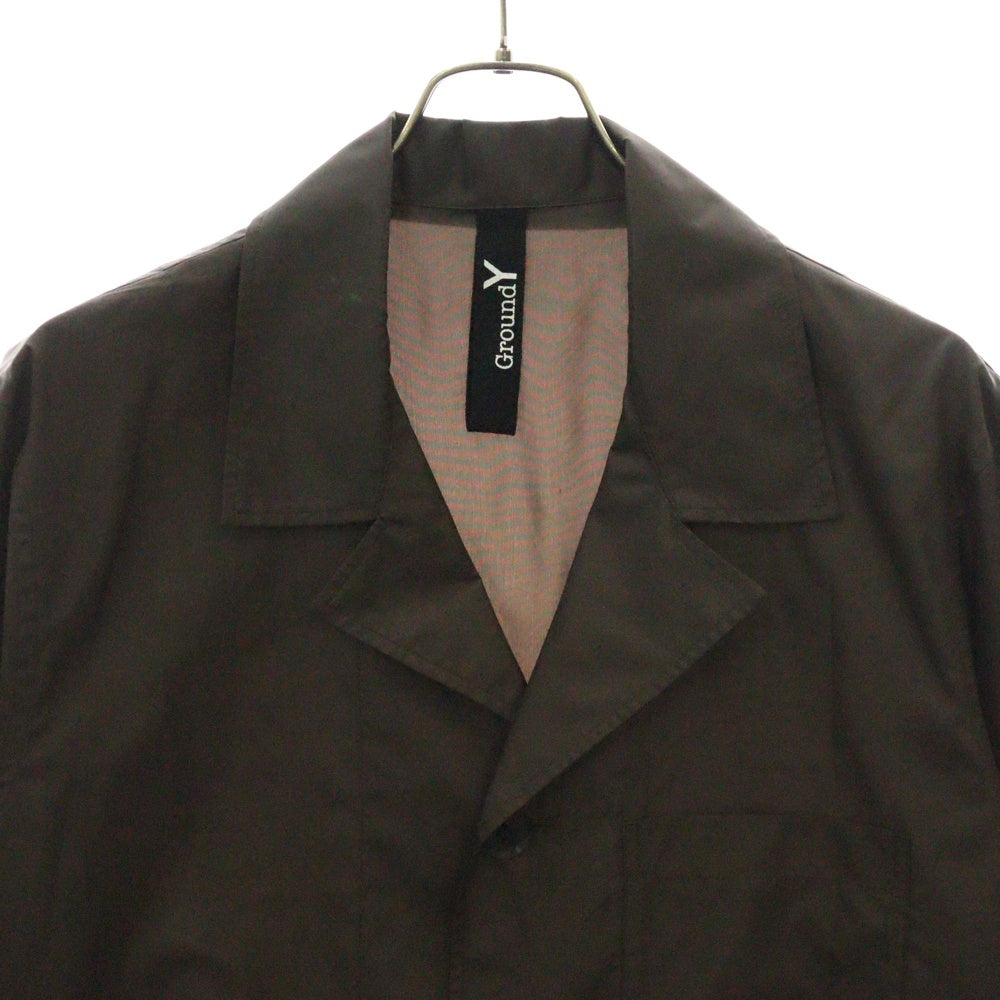 Ground Y(グラウンドワイ) Pe Taffeta Long Work Shirt Coat GE-C09-900 ポリエステル シャツコート ブラウン
