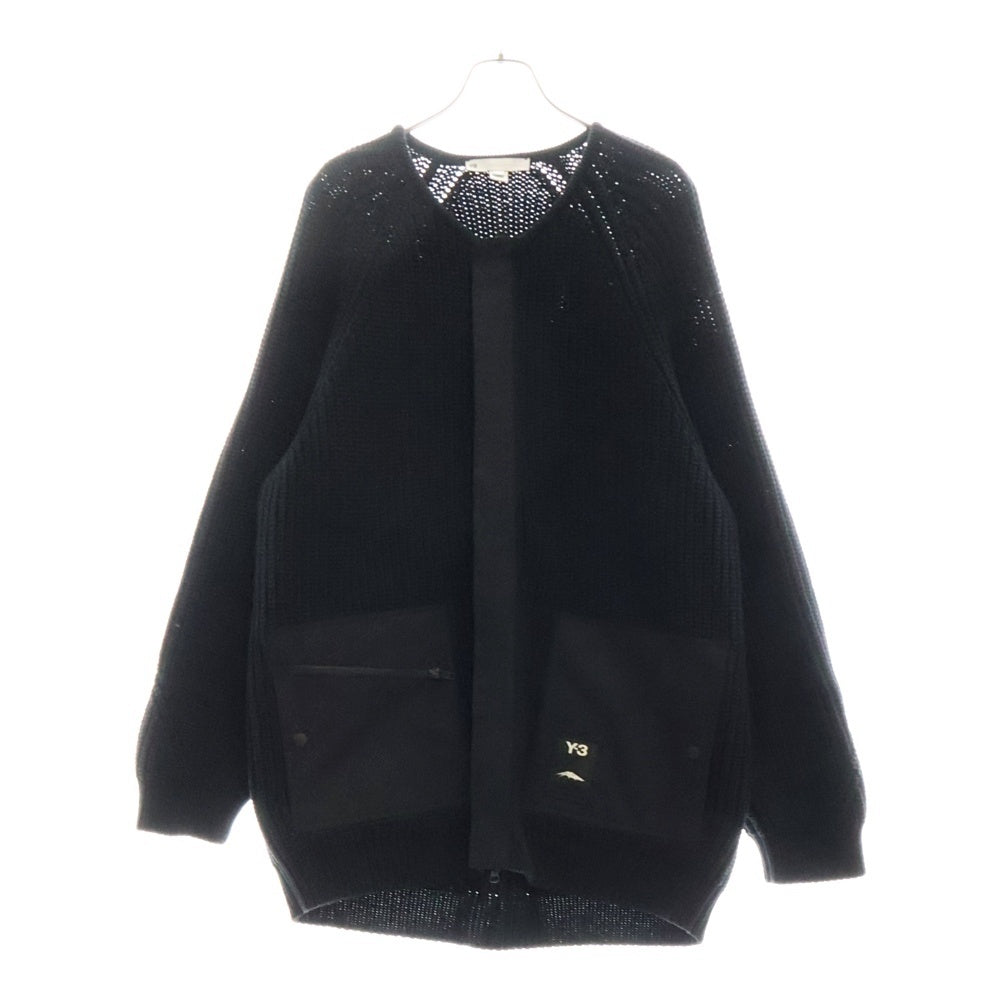 Y-3(ワイスリー) KNITTED FULL-ZIP SWEATER GK4811 ナイロン切替 ジップアップ ニットセーター ジャケット ブラック