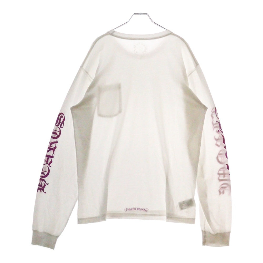 CHROME HEARTS(クロムハーツ) Old English Neck Logo Pastel Purple L/S Tee オールドイングリッシュ ネックロゴ ロングスリーブTシャツ 長袖カットソー ロンT ホワイト/パープル