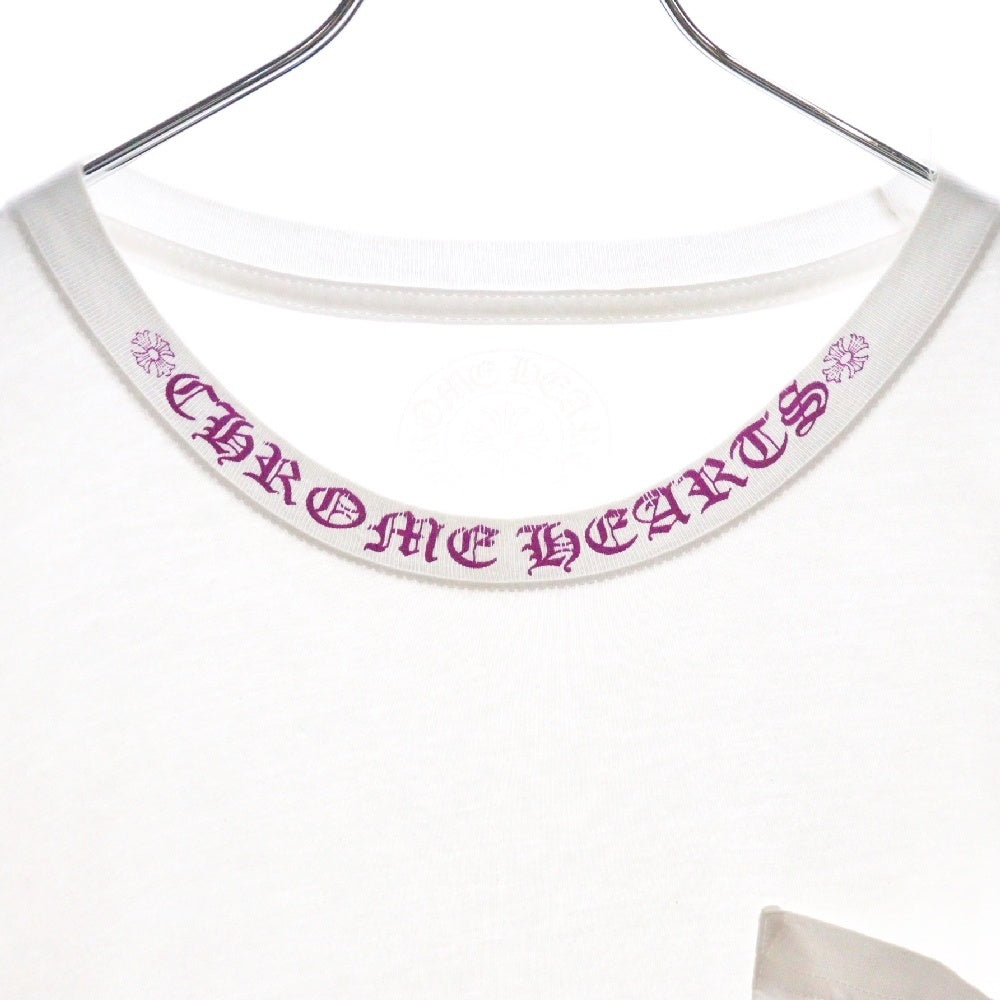 CHROME HEARTS(クロムハーツ) Old English Neck Logo Pastel Purple L/S Tee オールドイングリッシュ ネックロゴ ロングスリーブTシャツ 長袖カットソー ロンT ホワイト/パープル
