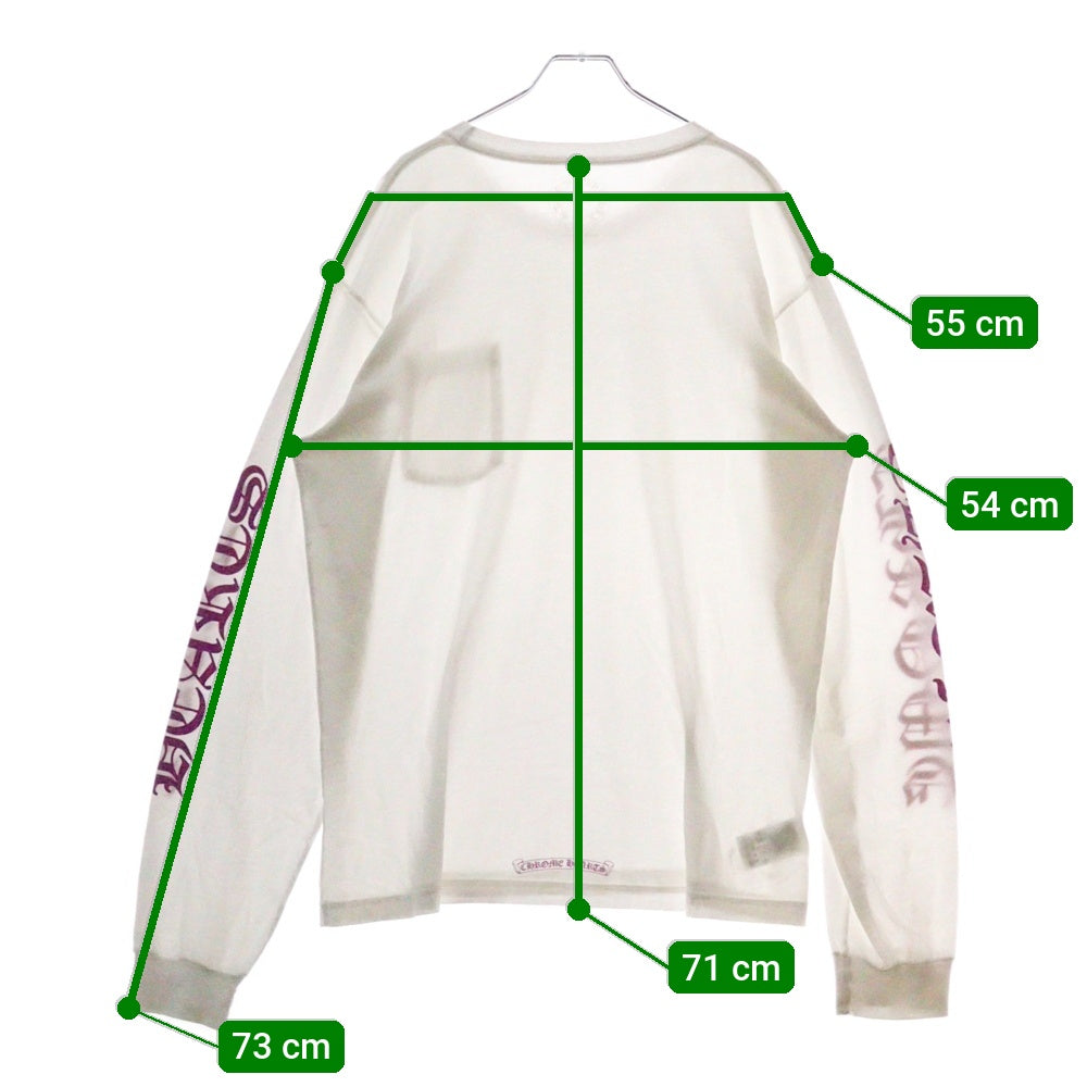CHROME HEARTS(クロムハーツ) Old English Neck Logo Pastel Purple L/S Tee オールドイングリッシュ ネックロゴ ロングスリーブTシャツ 長袖カットソー ロンT ホワイト/パープル