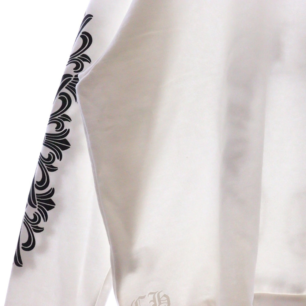 CHROME HEARTS(クロムハーツ) Horseshoe Crewneck Sweatshirt ホースシュープリント 袖フローラル クルーネックスウェットトレーナー ホワイト