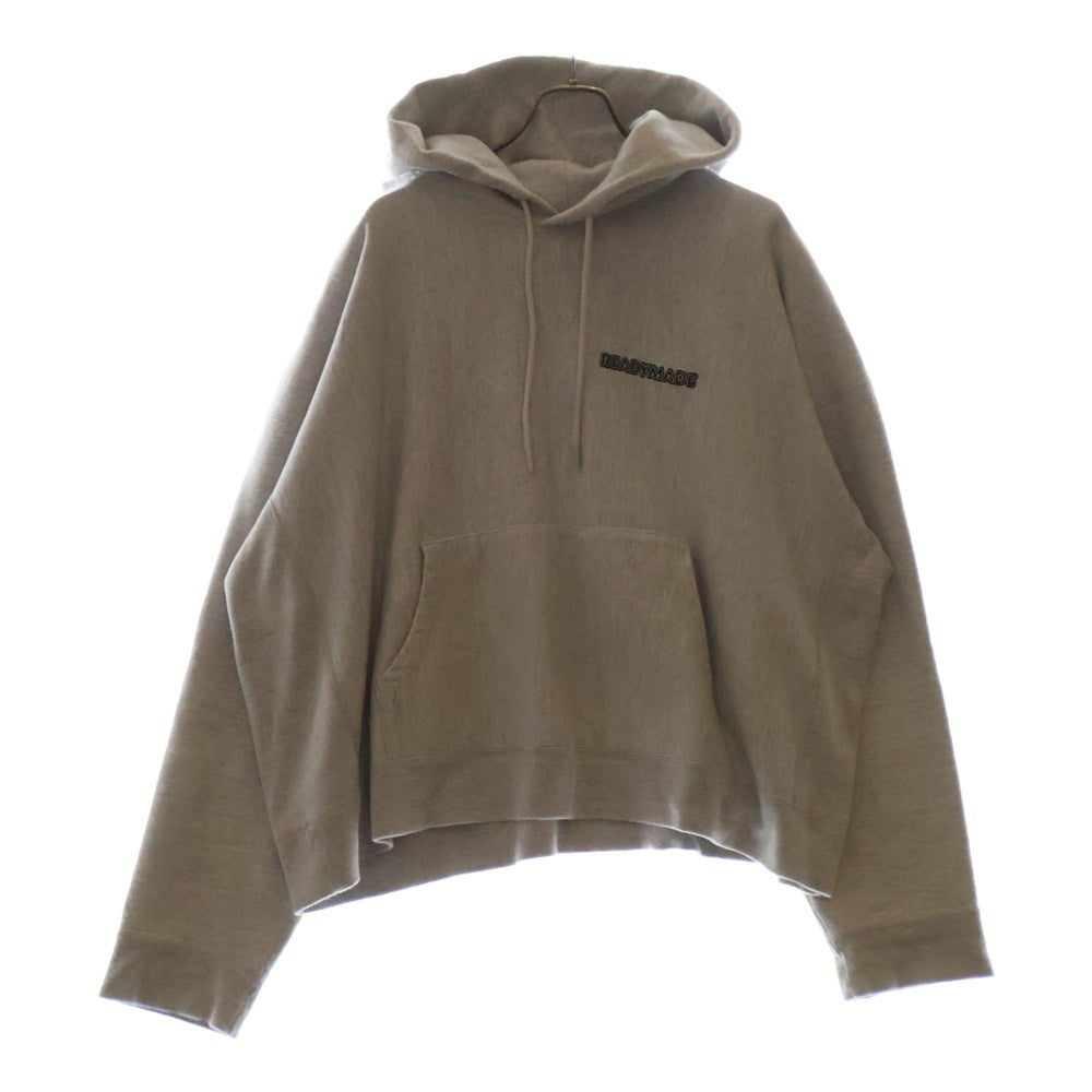 READY MADE(レディメイド) 24AW BIG HOODIE LOGO RE-CO-GY-00-00-285 ロゴ刺繍フーディ プルオーバースウェットパーカー グレー